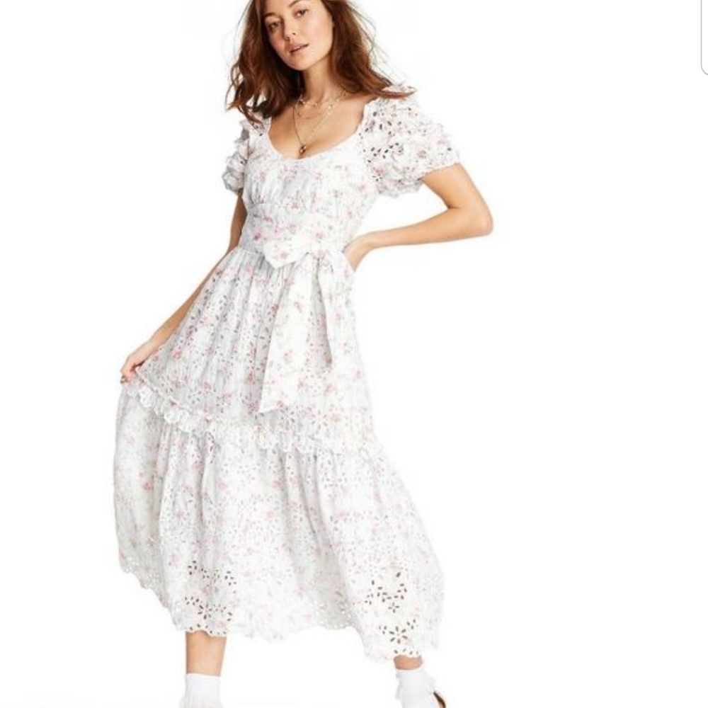 Loveshankfany White Clementine Eyelet Casual Dress